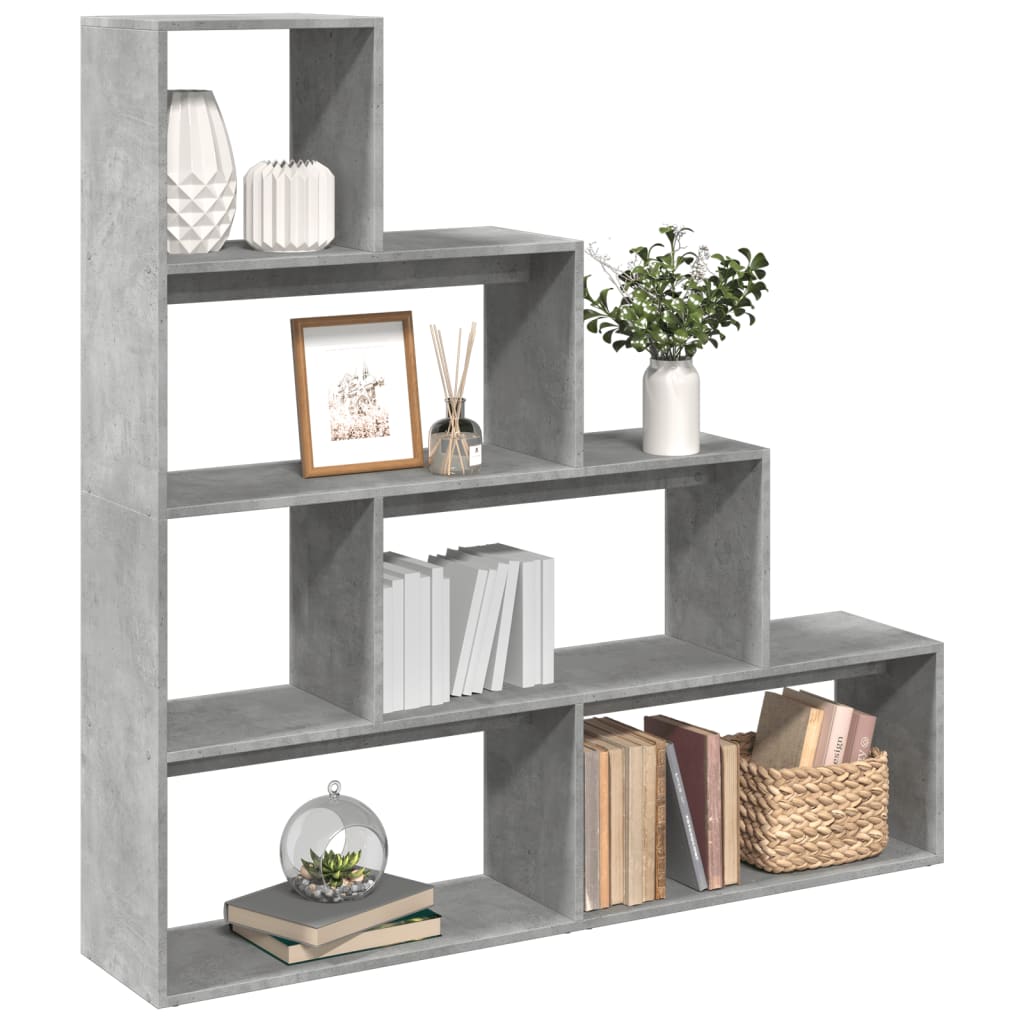 vidaXL Librería divisora 4 niveles madera gris 143,5x29x143,5 cm