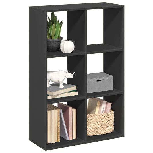 vidaXL Librería divisora madera de ingeniería negra 69,5x29x103,5 cm