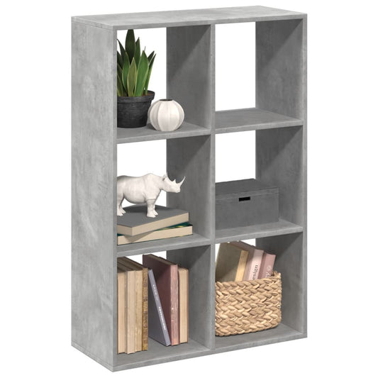 vidaXL Librería divisora madera gris hormigón 69,5x29x103,5 cm