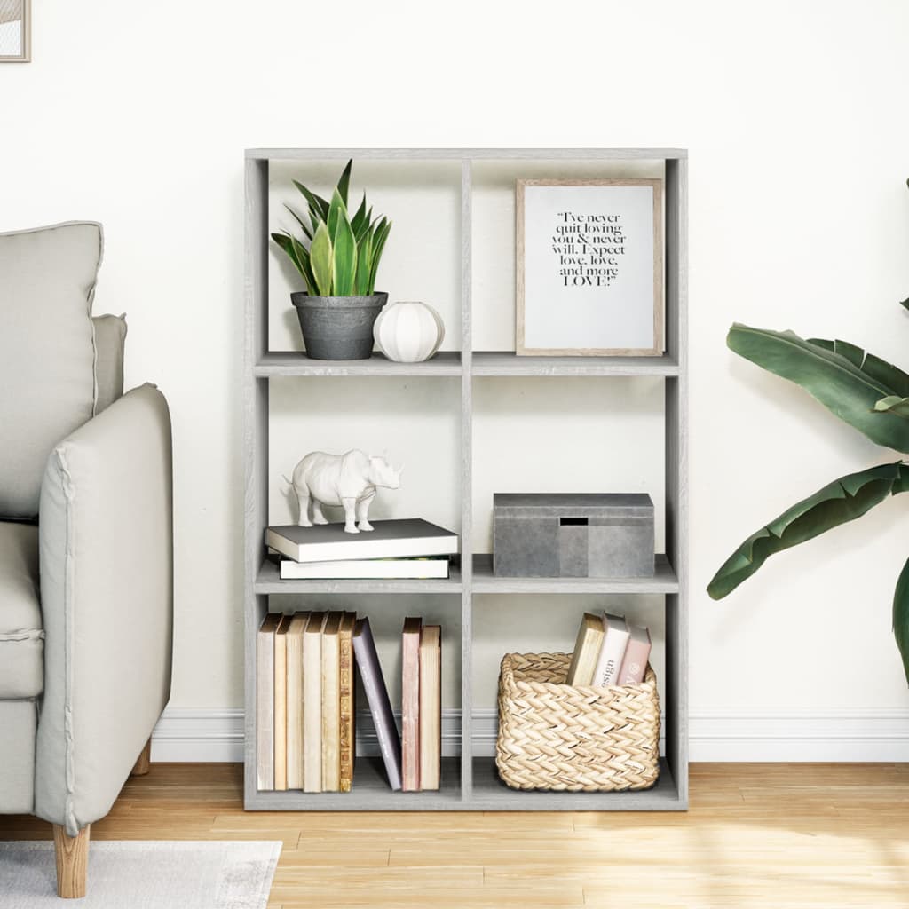 vidaXL Librería divisor madera ingeniería gris Sonoma 69,5x29x103,5 cm