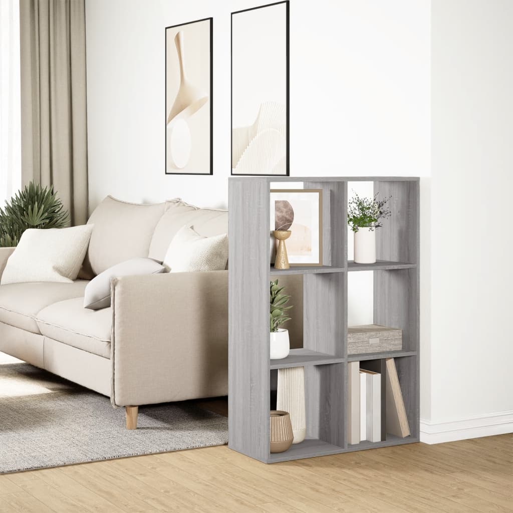 vidaXL Librería divisor madera ingeniería gris Sonoma 69,5x29x103,5 cm