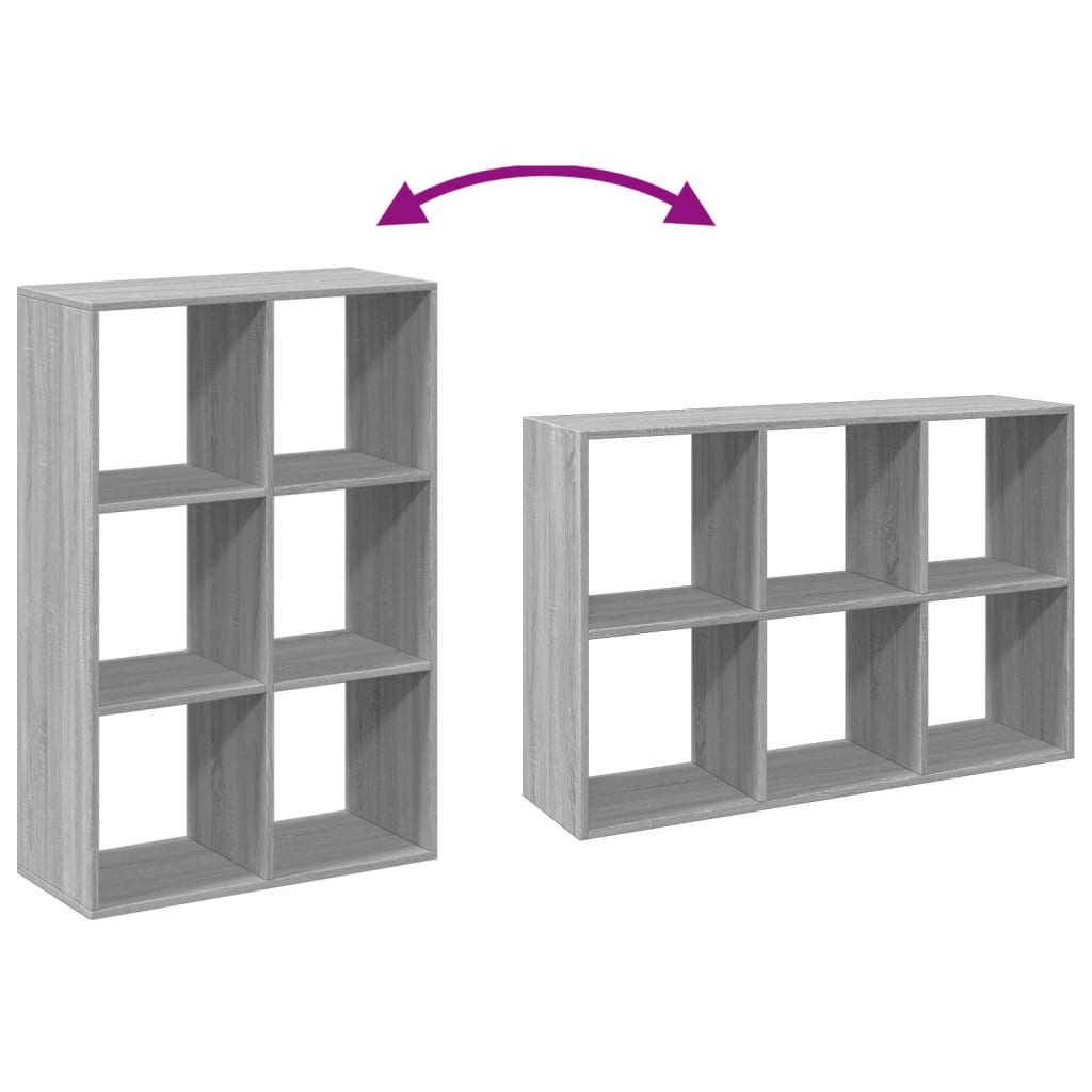 vidaXL Librería divisor madera ingeniería gris Sonoma 69,5x29x103,5 cm