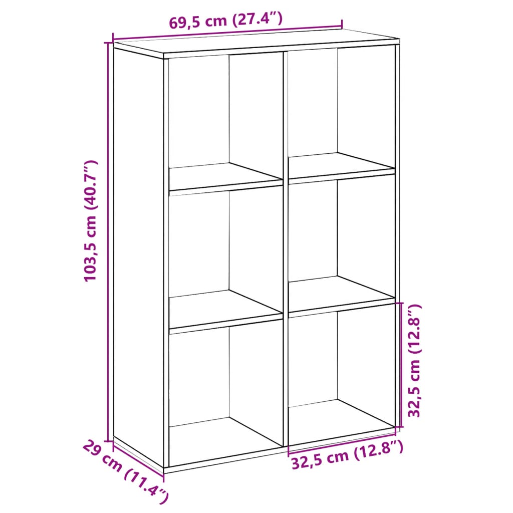 vidaXL Librería divisora madera roble artisan 69,5x29x103,5 cm