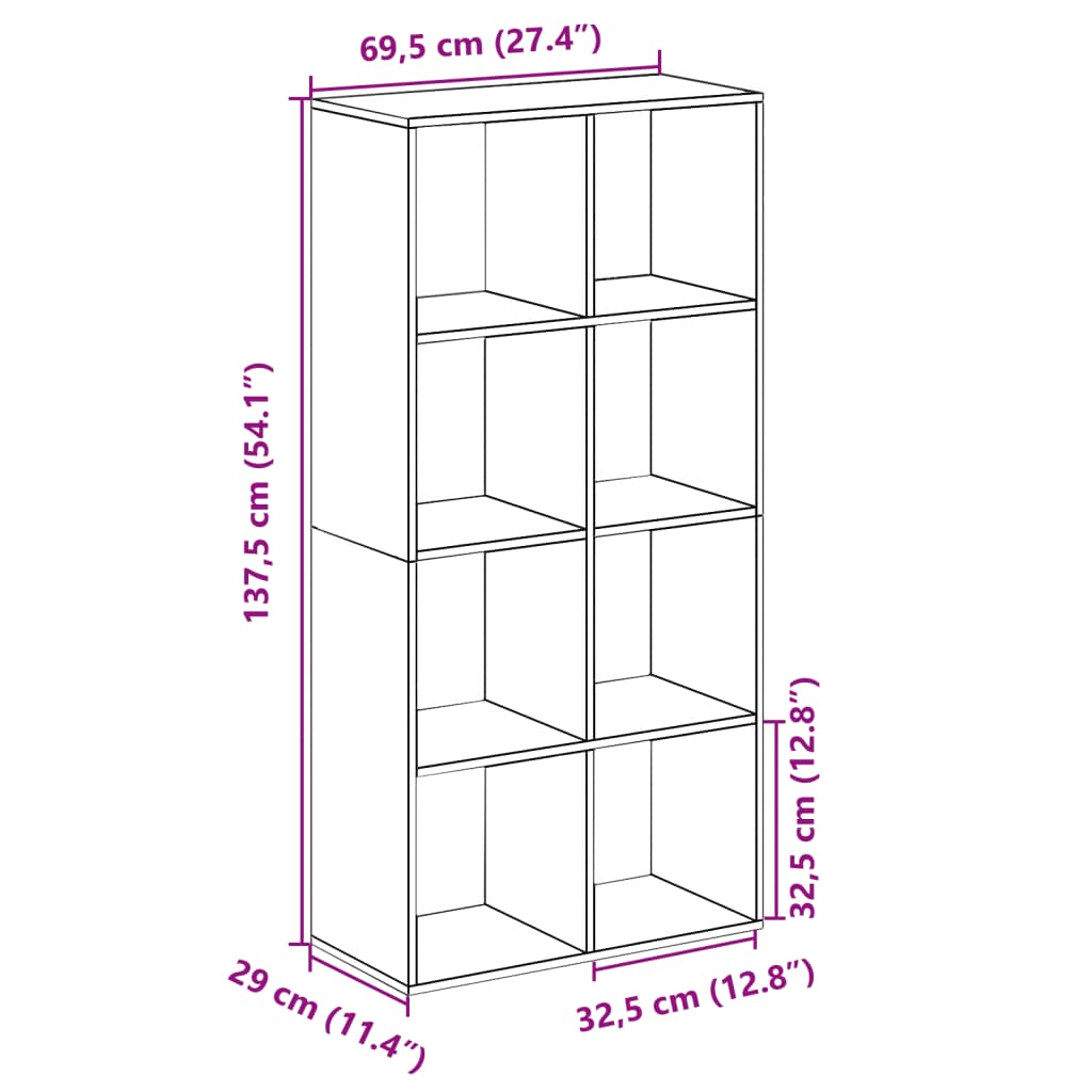 vidaXL Librería divisora madera ingeniería blanco 69,5x29x137,5 cm