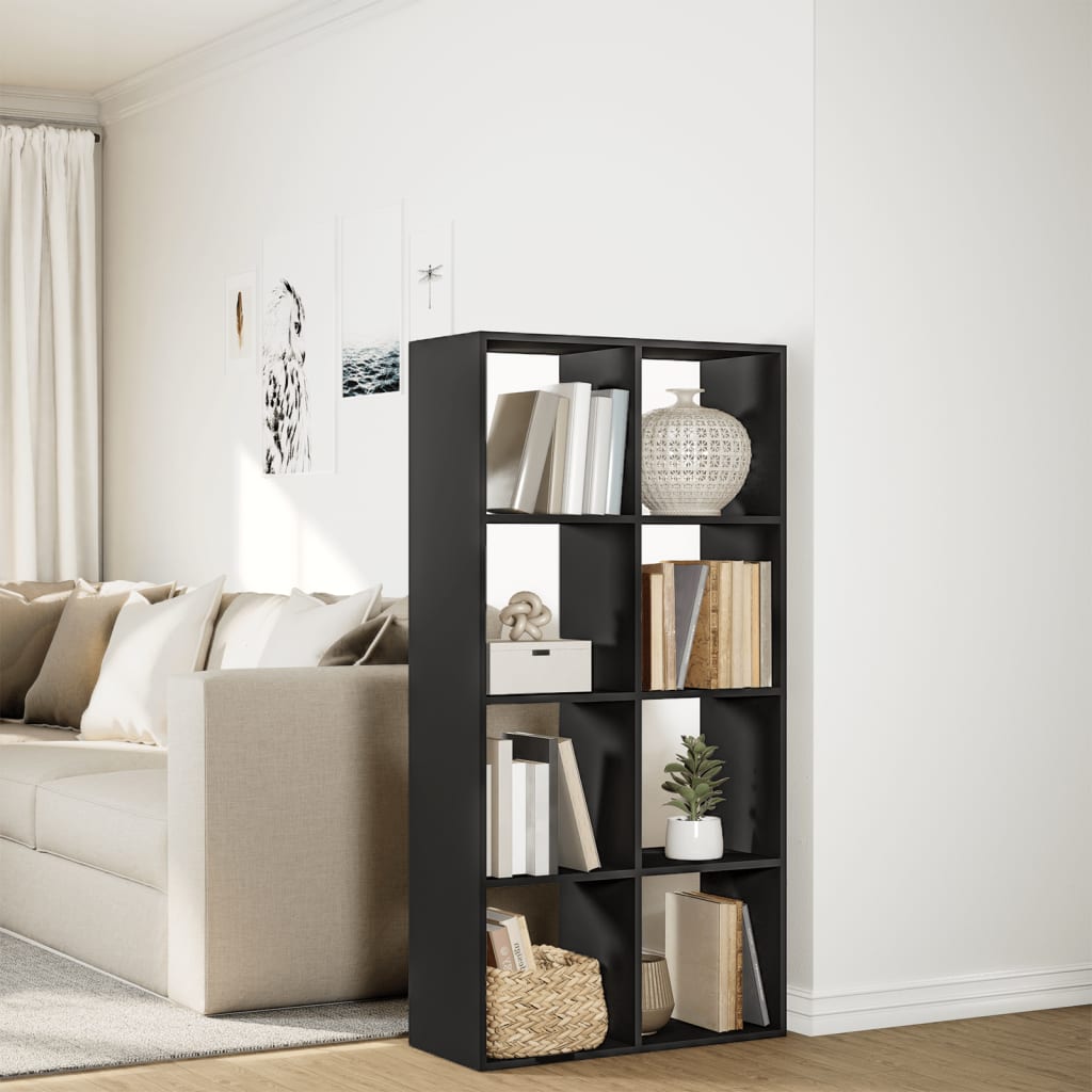 vidaXL Librería divisora madera de ingeniería negra 69,5x29x137,5 cm