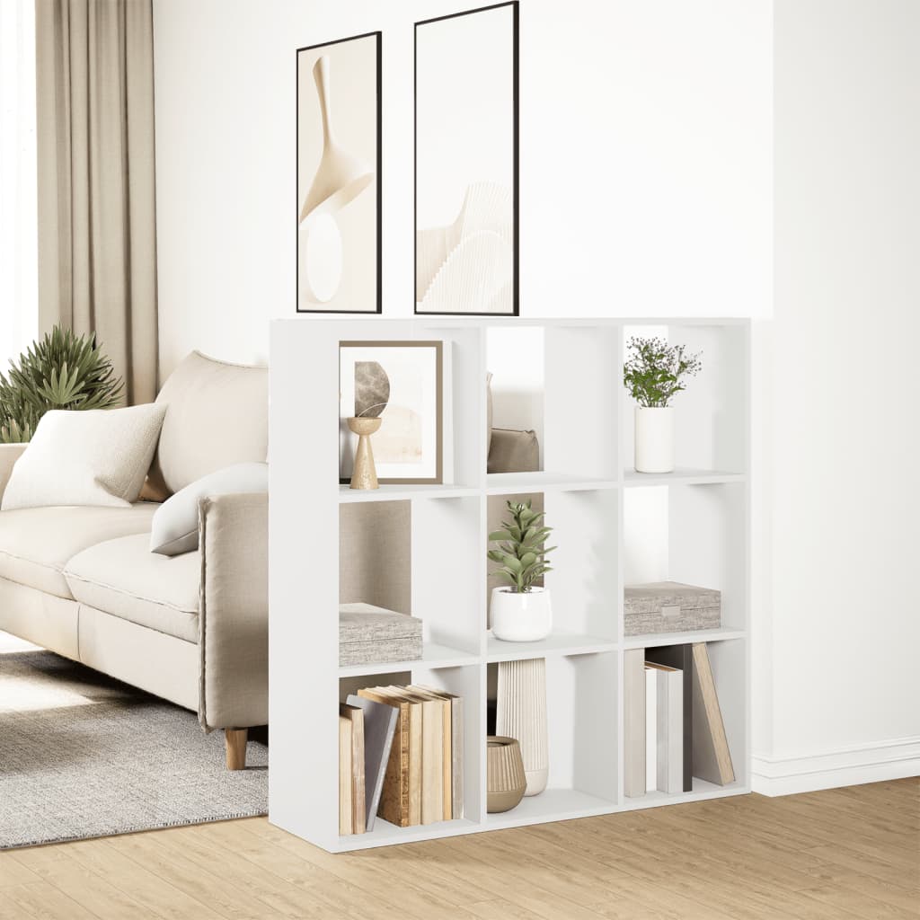 vidaXL Librería divisora madera ingeniería blanca 102x29x103,5 cm