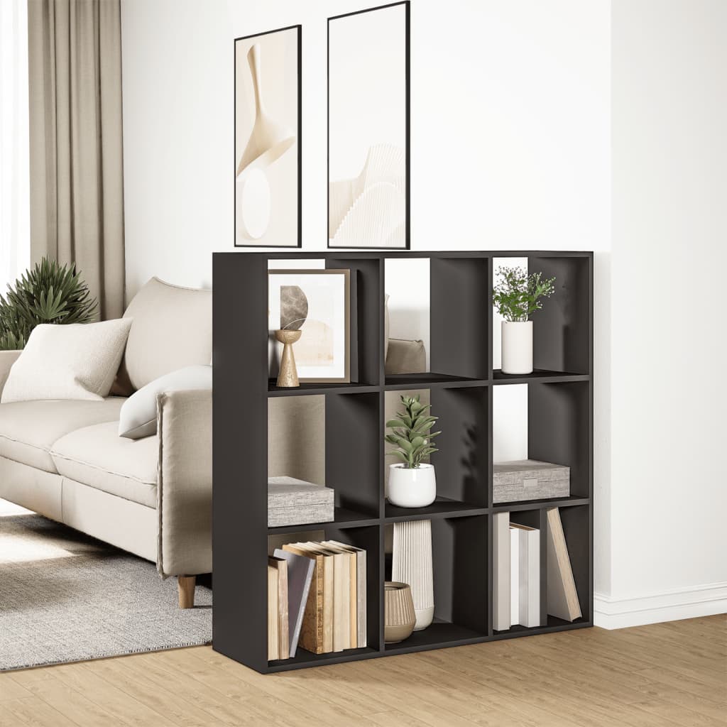 vidaXL Librería divisora madera de ingeniería negra 102x29x103,5 cm