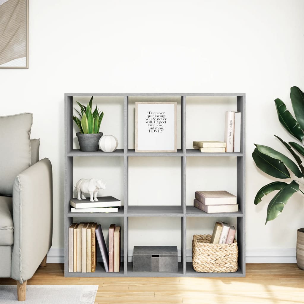 vidaXL Librería divisor madera ingeniería gris Sonoma 102x29x103,5 cm