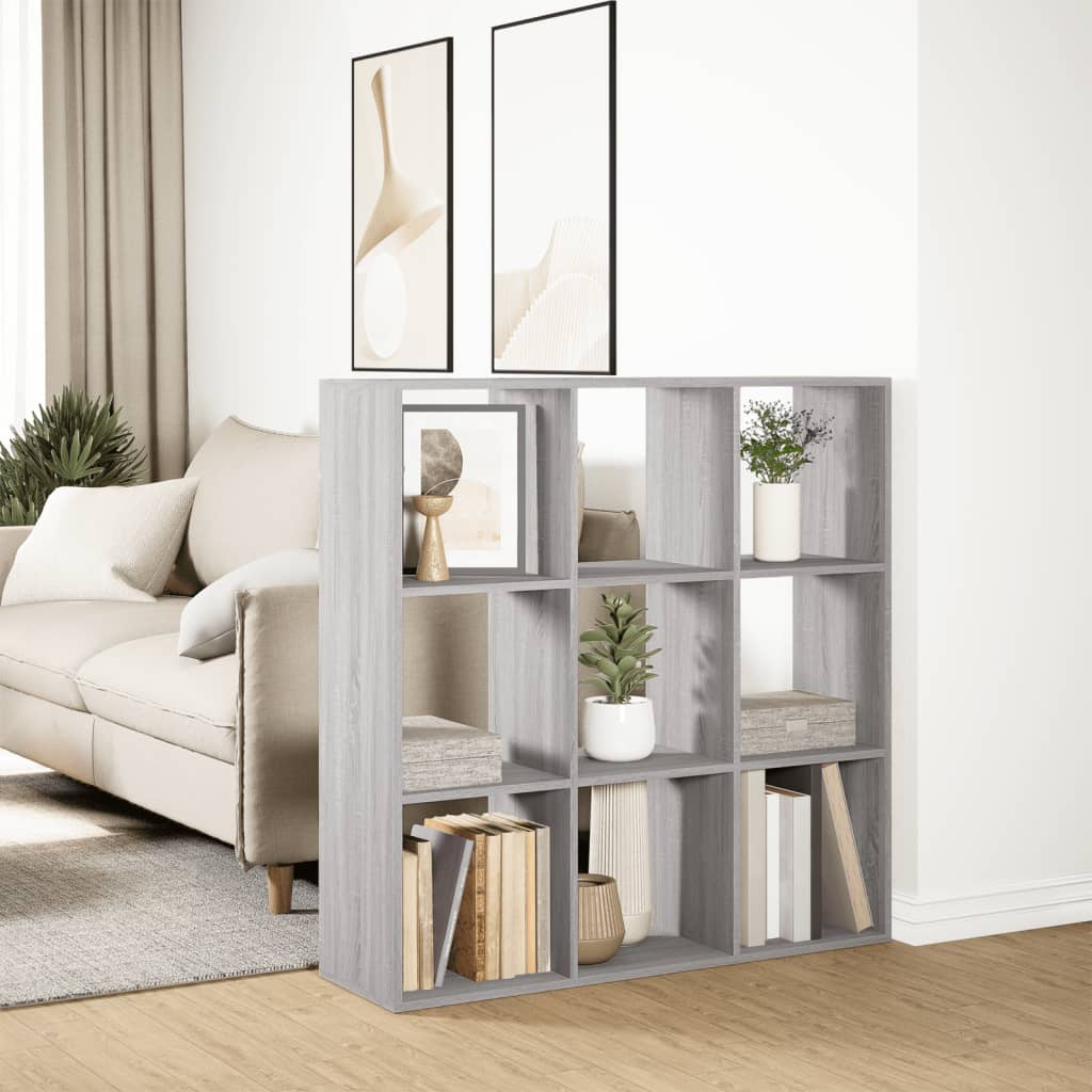 vidaXL Librería divisor madera ingeniería gris Sonoma 102x29x103,5 cm