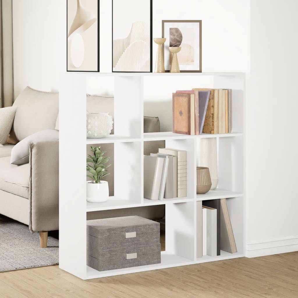 vidaXL Librería divisora madera ingeniería blanca 102x29x103,5 cm