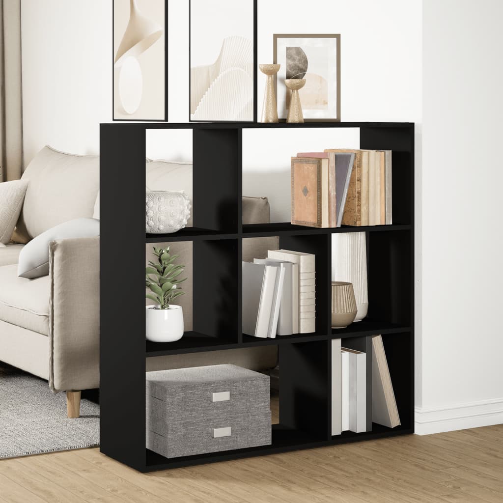 vidaXL Librería divisora madera de ingeniería negra 102x29x103,5 cm