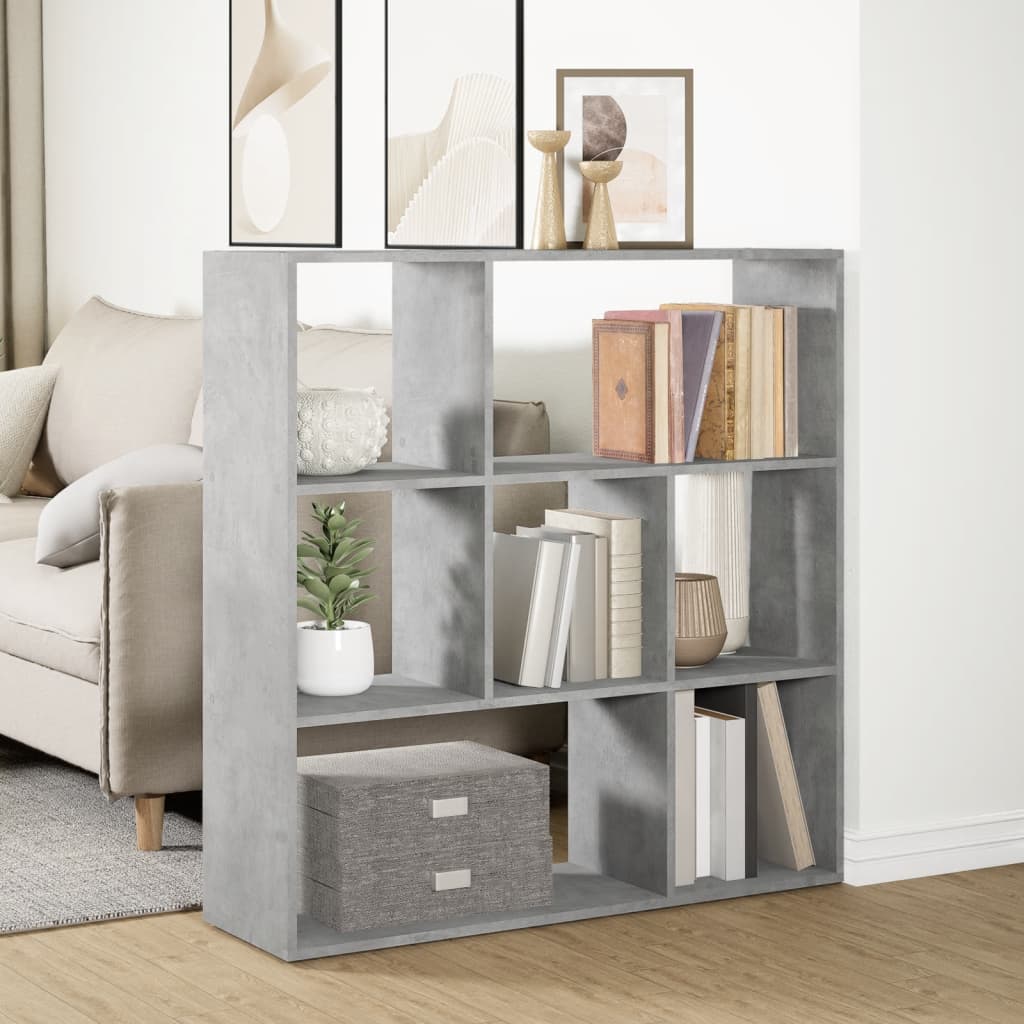 vidaXL Librería divisora madera gris hormigón 102x29x103,5 cm