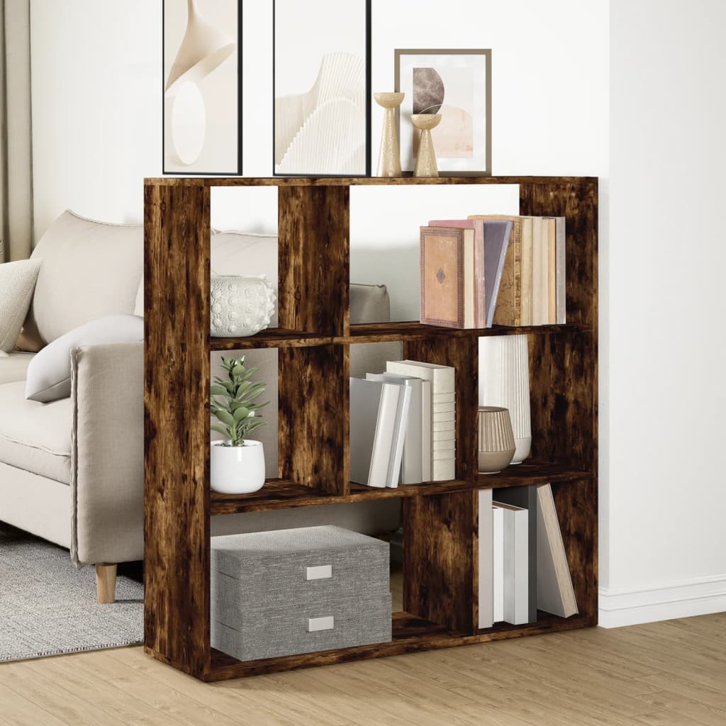 vidaXL Librería divisora madera roble ahumado 102x29x103,5 cm