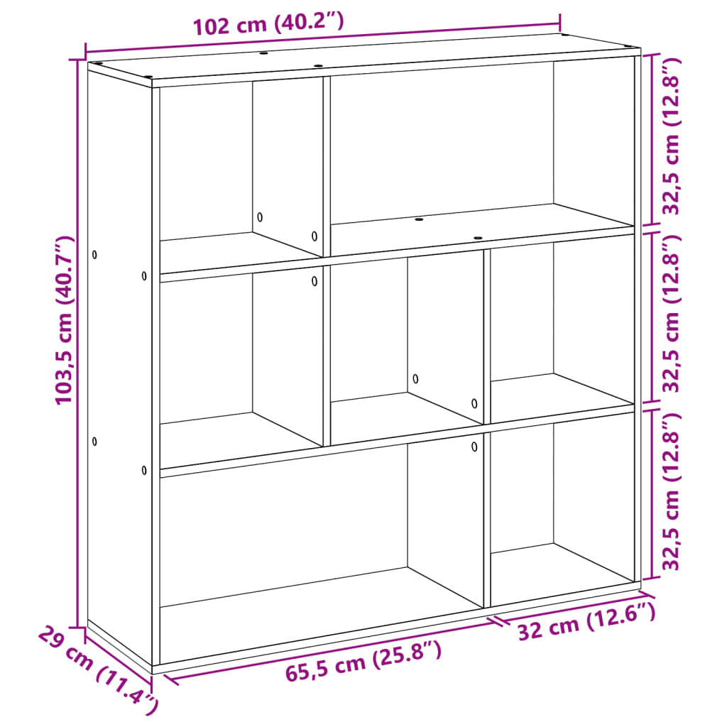 vidaXL Librería divisora madera roble ahumado 102x29x103,5 cm