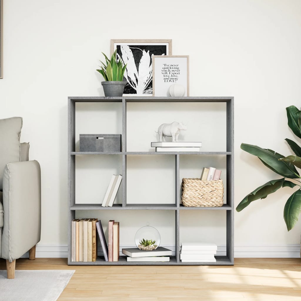 vidaXL Librería divisor madera ingeniería gris Sonoma 102x29x103,5 cm