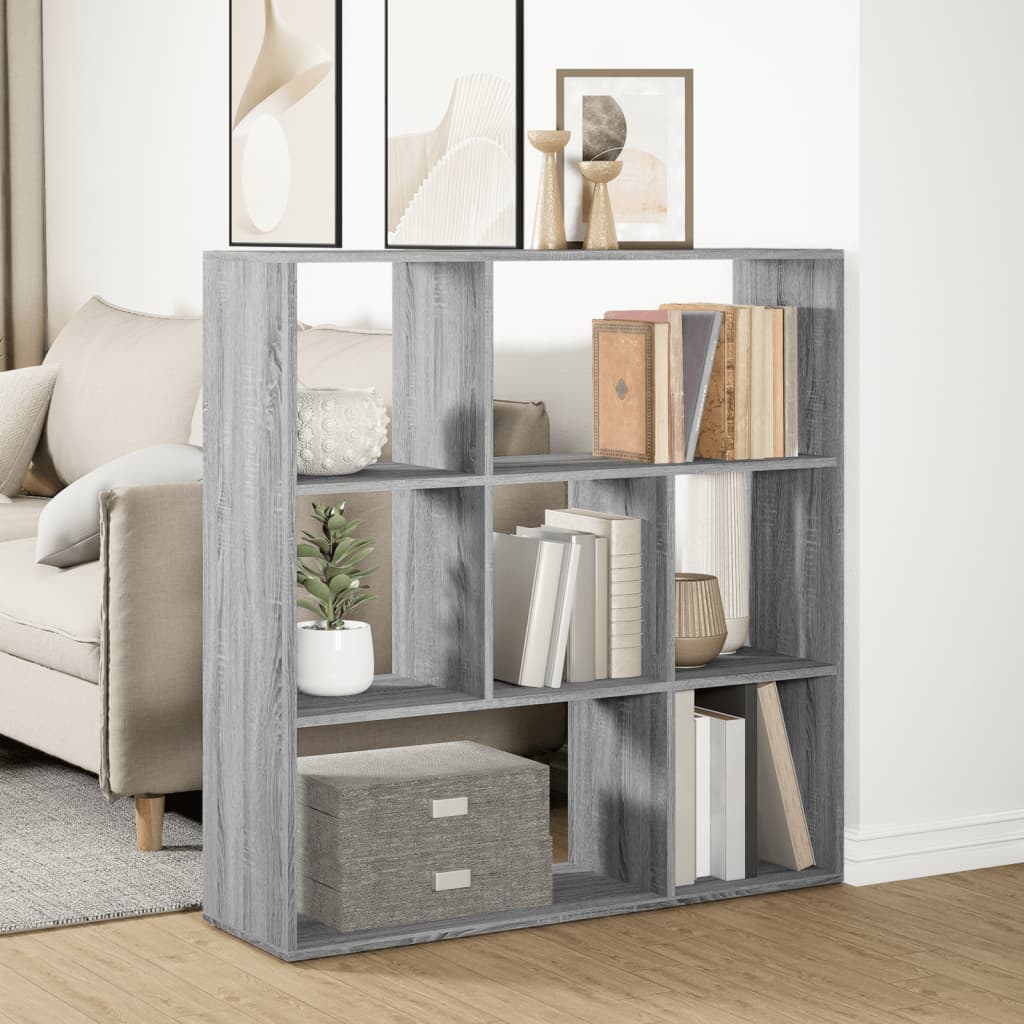 vidaXL Librería divisor madera ingeniería gris Sonoma 102x29x103,5 cm