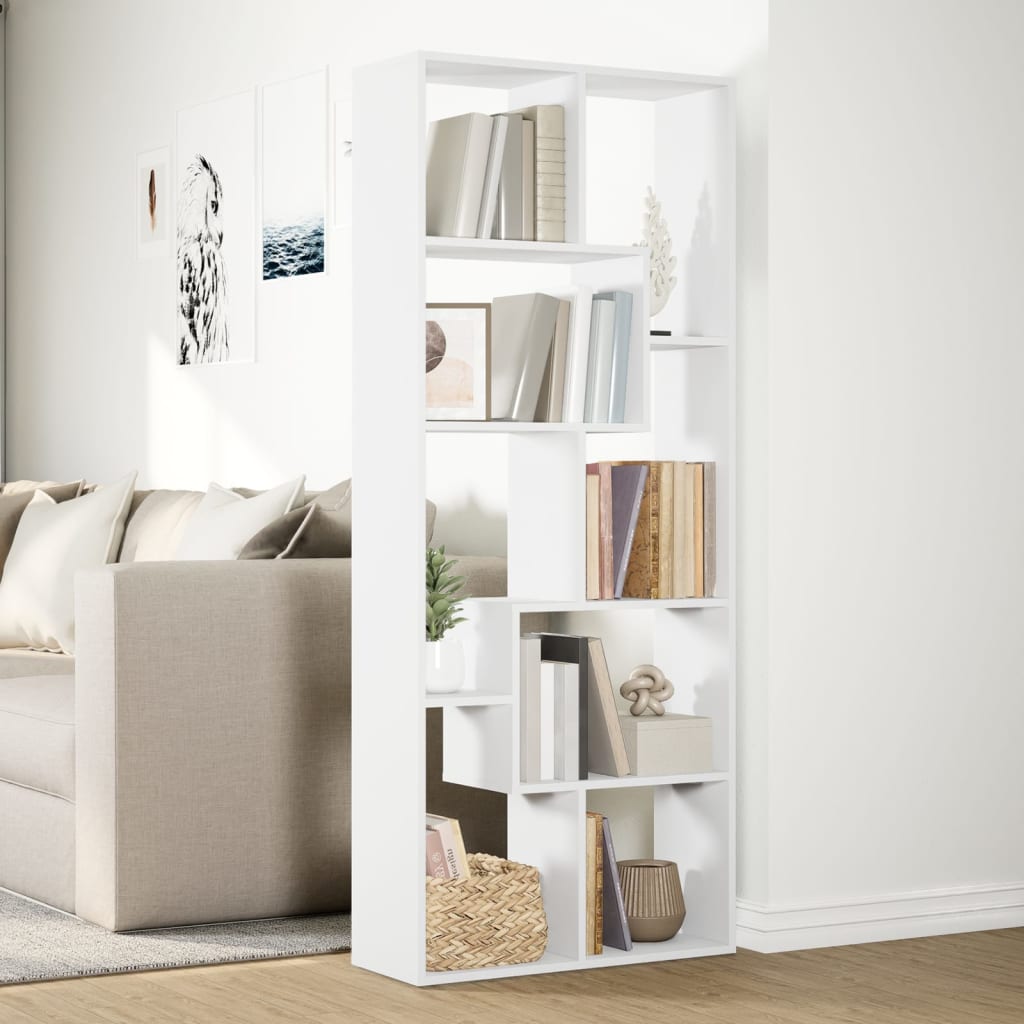 vidaXL Librería divisora madera ingeniería blanca 67x25x161,5 cm