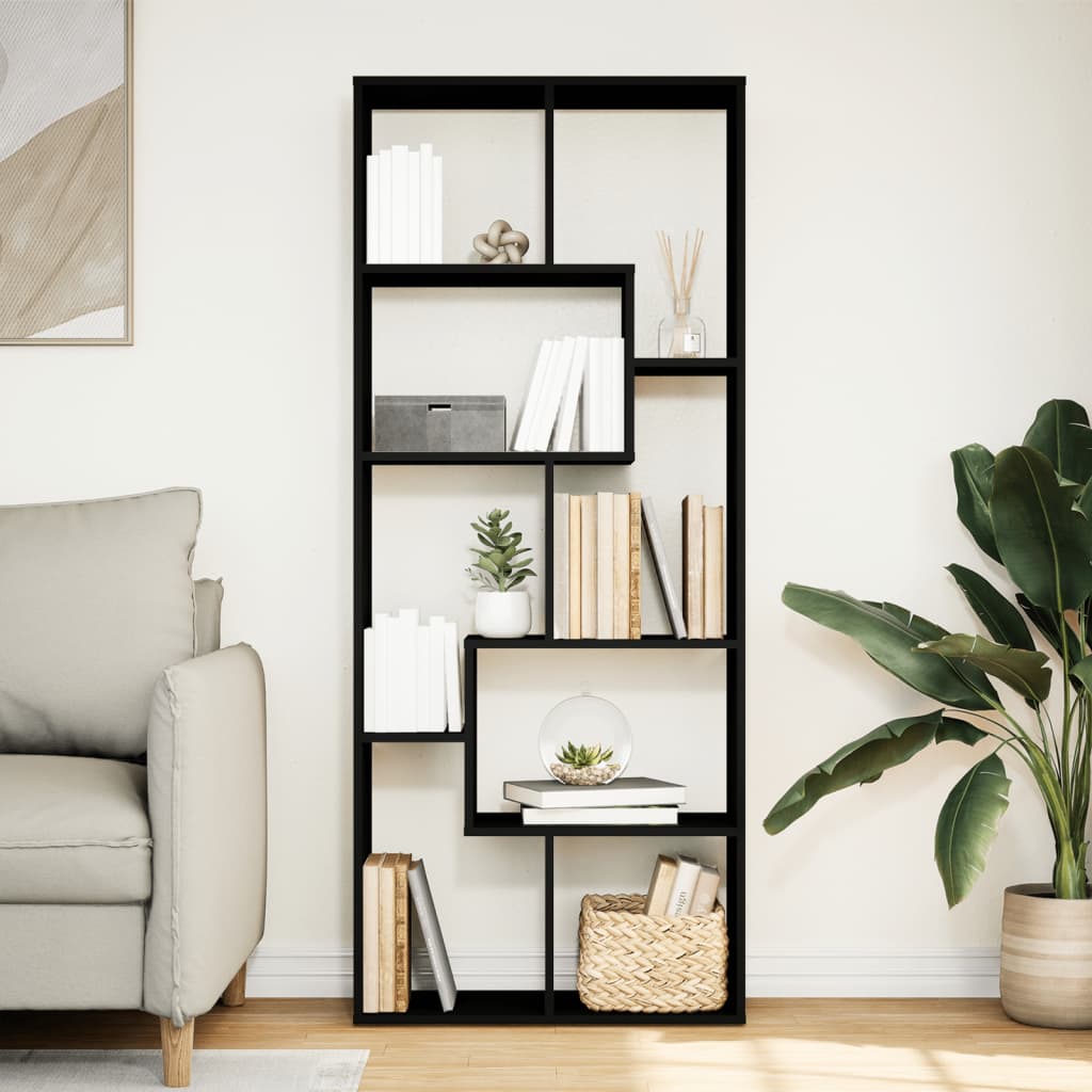 vidaXL Librería divisora madera de ingeniería negra 67x25x161,5 cm