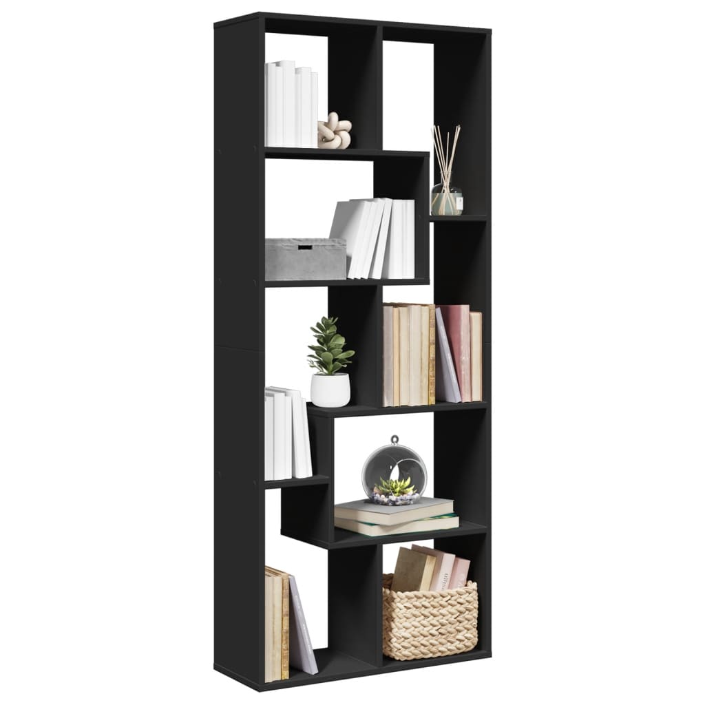 vidaXL Librería divisora madera de ingeniería negra 67x25x161,5 cm