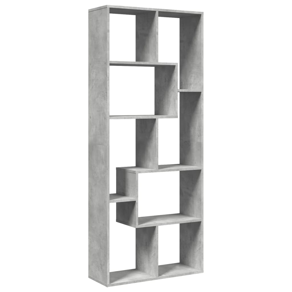 vidaXL Librería divisora madera ingeniería gris hormigón 67x25x161,5cm