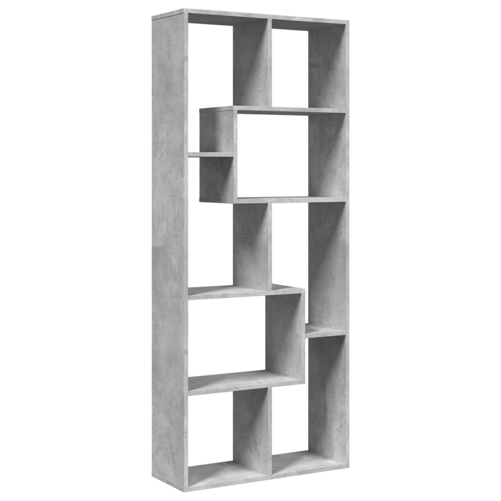 vidaXL Librería divisora madera ingeniería gris hormigón 67x25x161,5cm