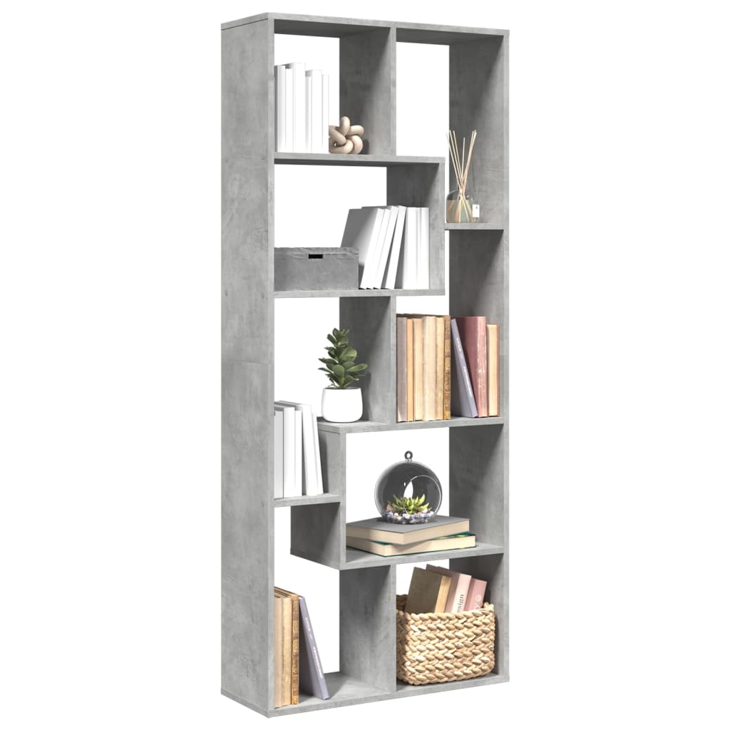 vidaXL Librería divisora madera ingeniería gris hormigón 67x25x161,5cm