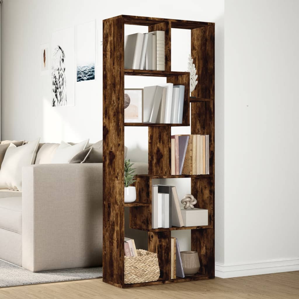 vidaXL Librería divisora madera ingeniería roble ahumado 67x25x161,5cm