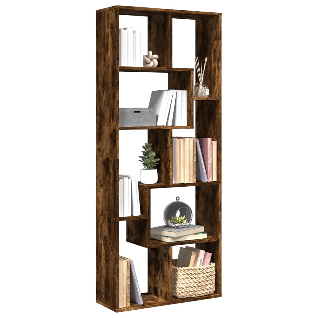 vidaXL Librería divisora madera ingeniería roble ahumado 67x25x161,5cm