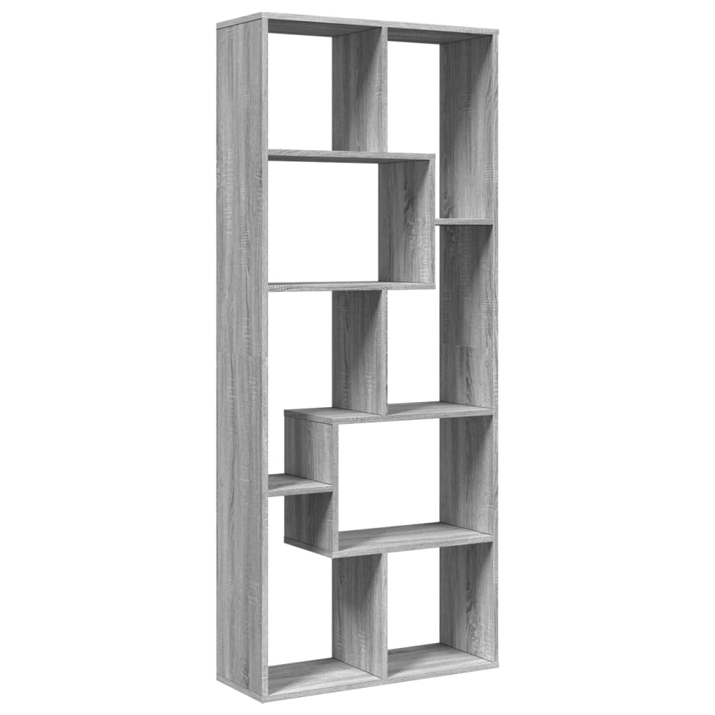 vidaXL Librería divisora madera ingeniería gris Sonoma 67x25x161,5 cm