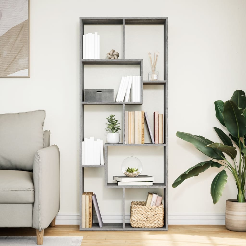 vidaXL Librería divisora madera ingeniería gris Sonoma 67x25x161,5 cm