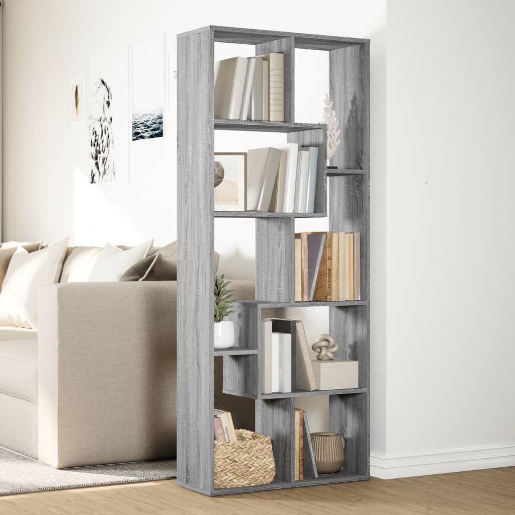 vidaXL Librería divisora madera ingeniería gris Sonoma 67x25x161,5 cm