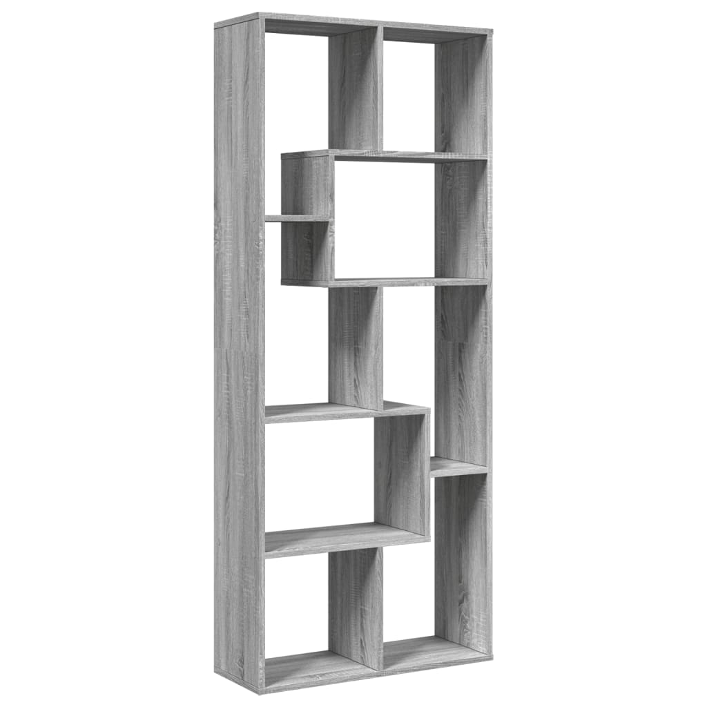 vidaXL Librería divisora madera ingeniería gris Sonoma 67x25x161,5 cm