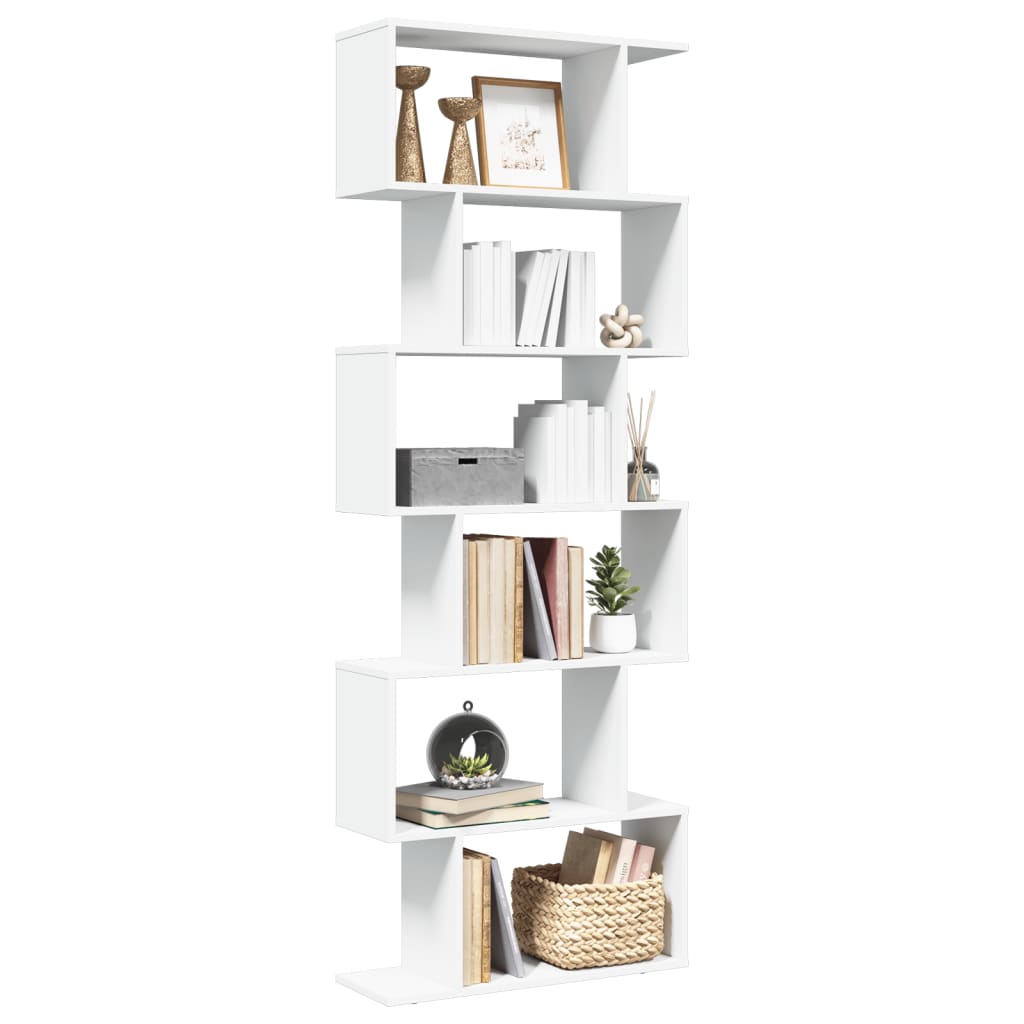 vidaXL Librería divisor 6 niveles madera ingeniería blanco 70x24x193cm