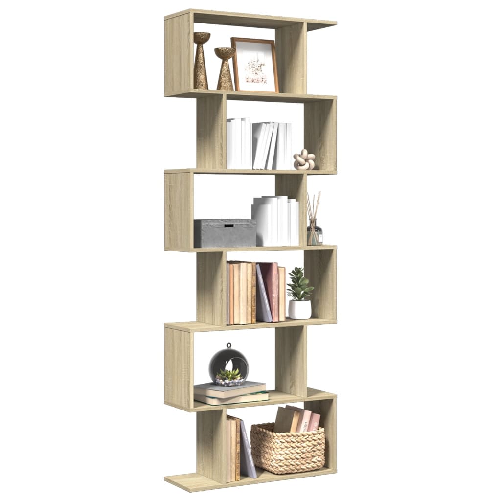 vidaXL Librería divisora 6 niveles madera roble Sonoma 70x24x193 cm