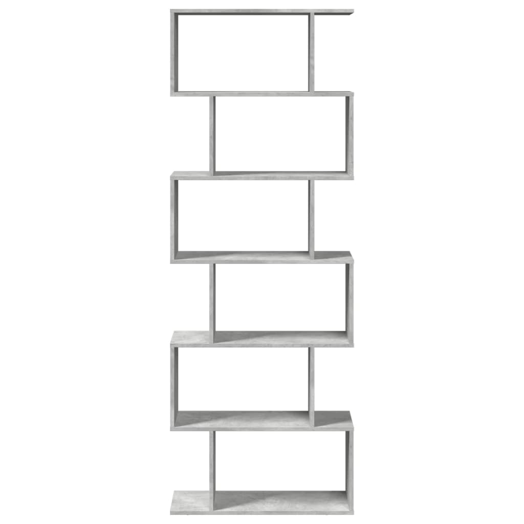 vidaXL Librería divisora 6 niveles madera gris hormigón 70x24x193 cm