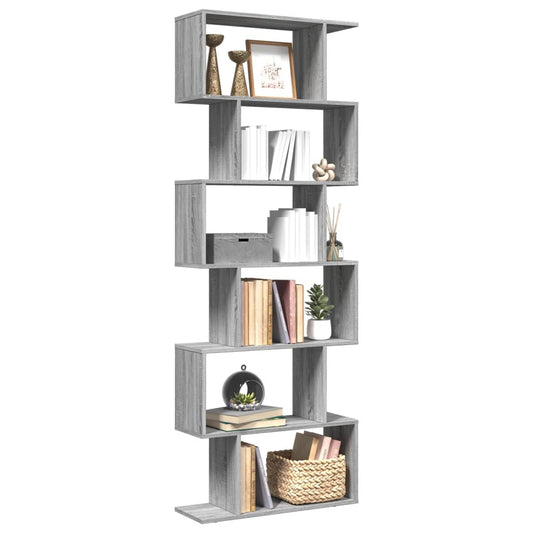 vidaXL Librería divisora 6 niveles madera gris Sonoma 70x24x193 cm