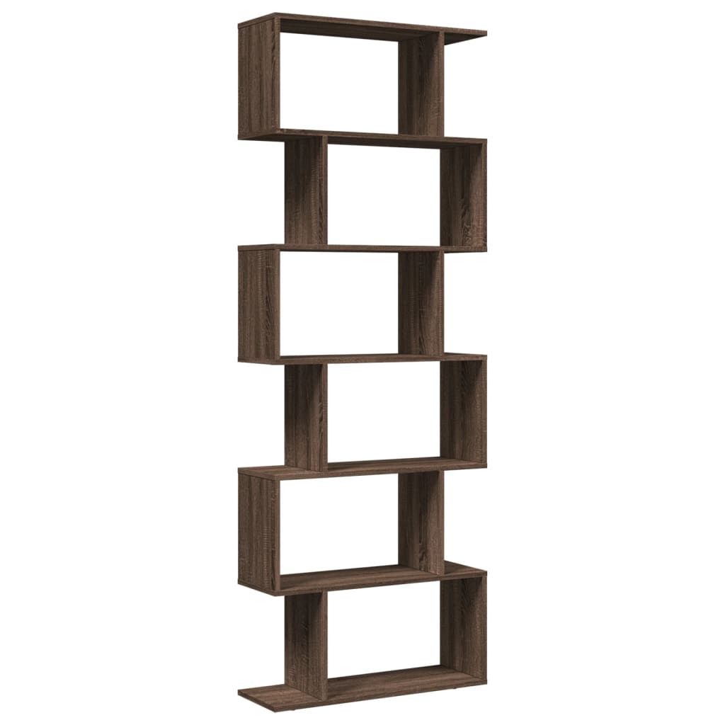 vidaXL Librería divisora 6 niveles madera marrón roble 70x24x193 cm