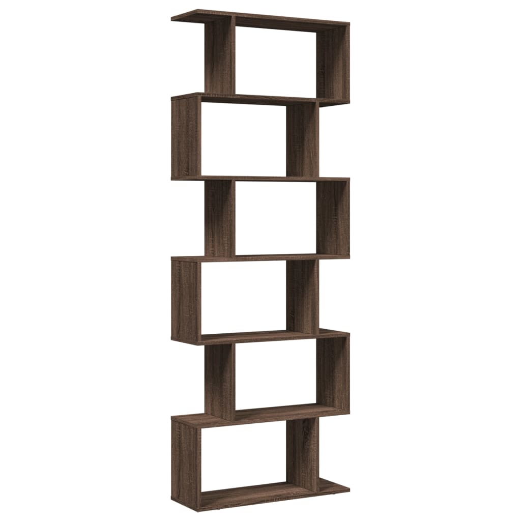 vidaXL Librería divisora 6 niveles madera marrón roble 70x24x193 cm