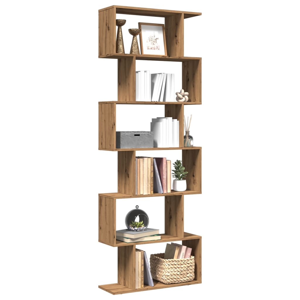 vidaXL Librería divisora 6 niveles madera roble artisan 70x24x193 cm