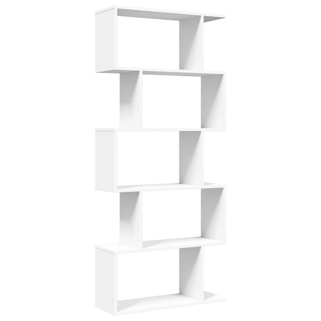 vidaXL Librería divisor 5 niveles madera ingeniería blanco 70x24x161cm