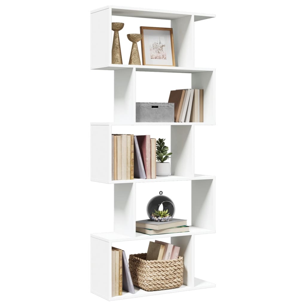 vidaXL Librería divisor 5 niveles madera ingeniería blanco 70x24x161cm