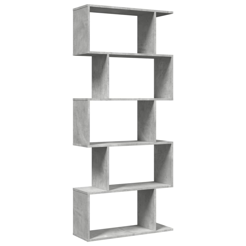 vidaXL Librería divisora 5 niveles madera gris hormigón 70x24x161 cm