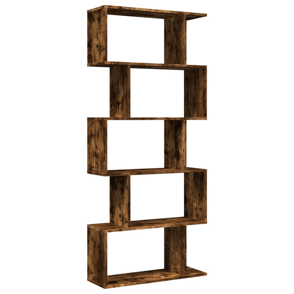 vidaXL Librería divisora 5 niveles madera roble ahumado 70x24x161 cm