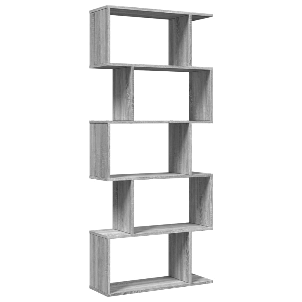 vidaXL Librería divisora 5 niveles madera gris Sonoma 70x24x161 cm