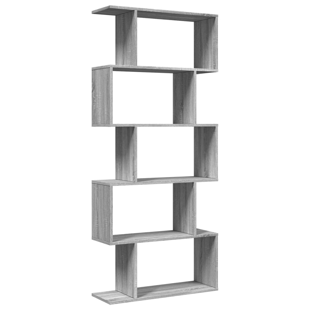 vidaXL Librería divisora 5 niveles madera gris Sonoma 70x24x161 cm