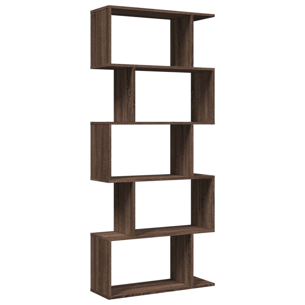 vidaXL Librería divisora 5 niveles madera marrón roble 70x24x161 cm