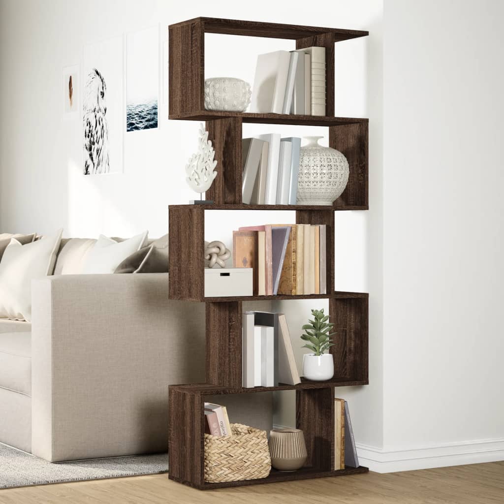 vidaXL Librería divisora 5 niveles madera marrón roble 70x24x161 cm