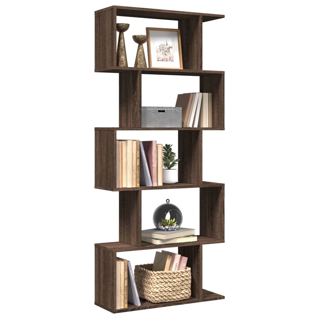 vidaXL Librería divisora 5 niveles madera marrón roble 70x24x161 cm