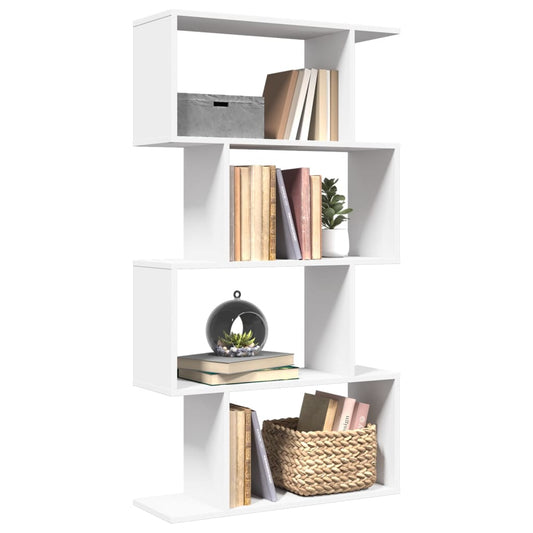 vidaXL Librería divisor 4 niveles madera ingeniería blanco 70x24x129cm