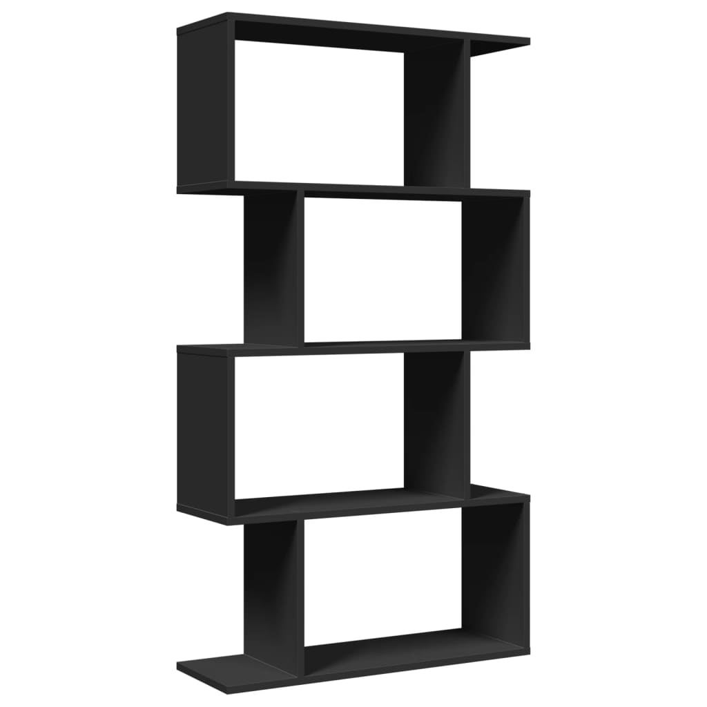 vidaXL Librería divisora 4 niveles madera ingeniería negra 70x24x129cm